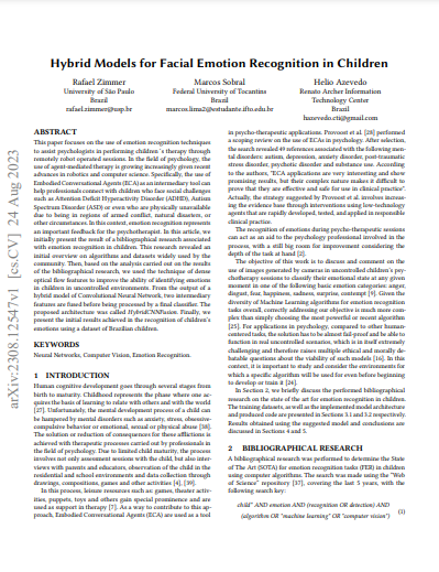 Hybrid Models for Facial Emotion Recognition in Children